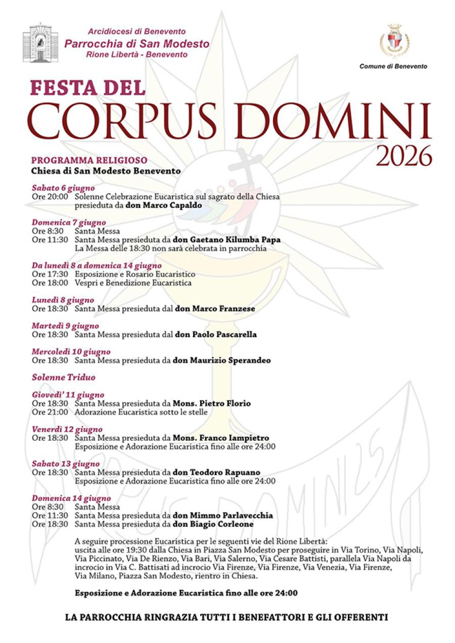 CORPUS DOMINI SAN MODESTO 2026 LOCANDINA