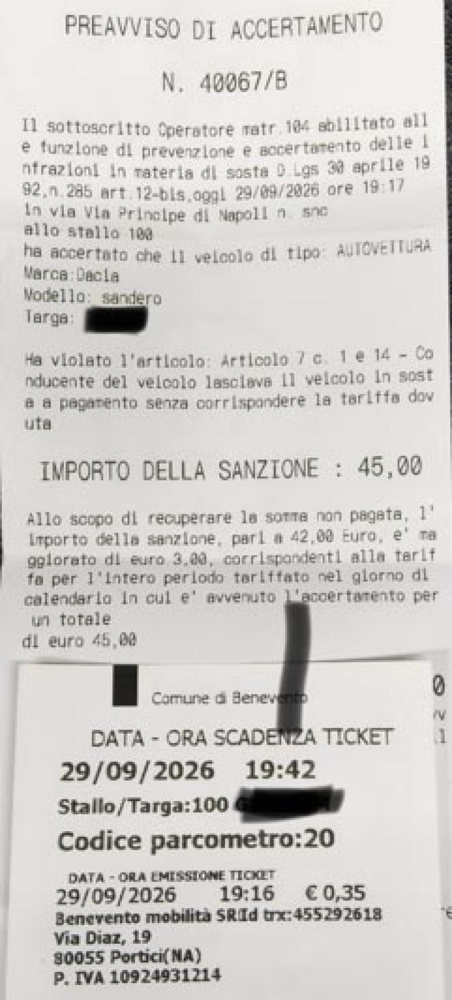 SANZIONE SOSTA