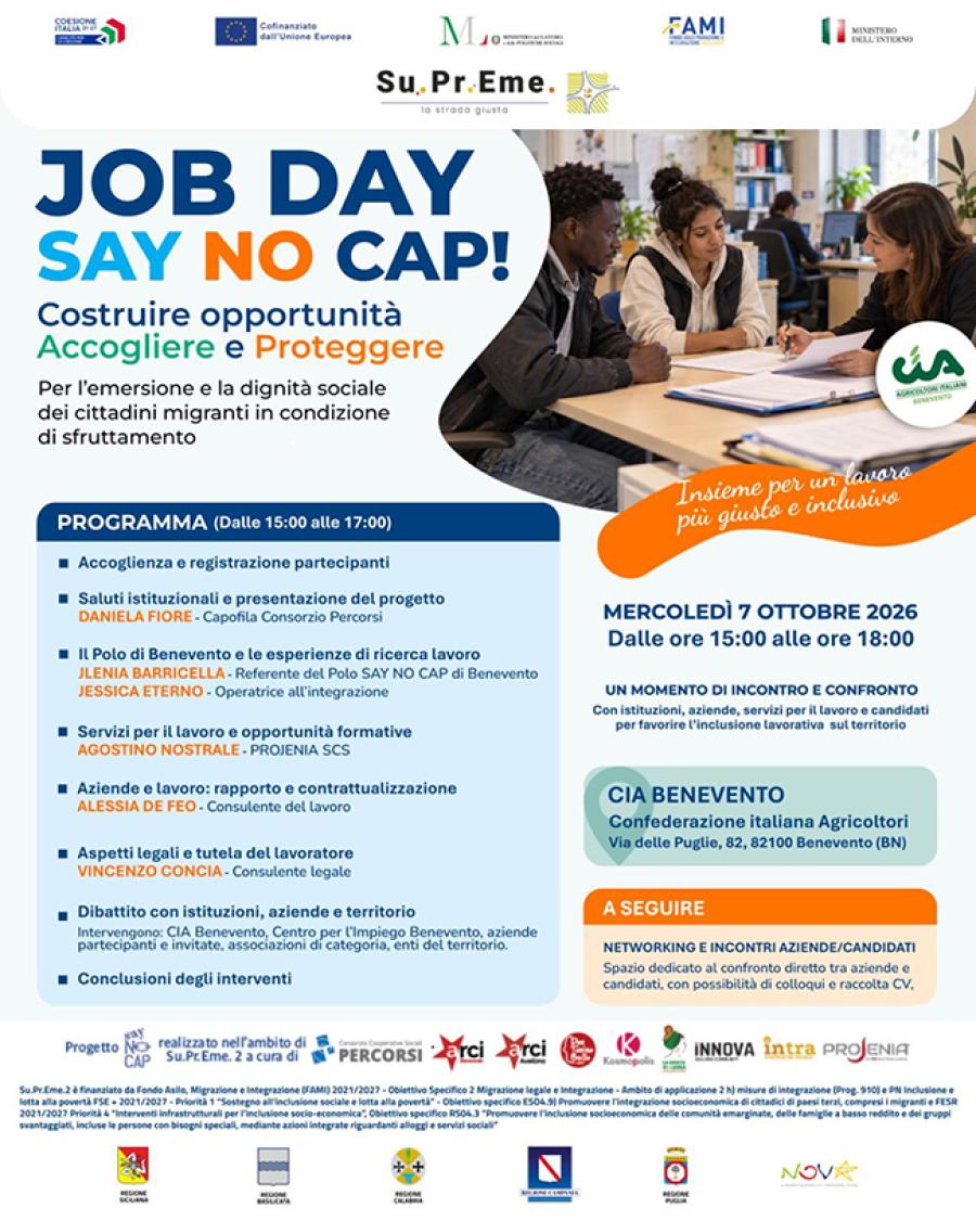JOB DAY SAY NO CAP LOCANDINA