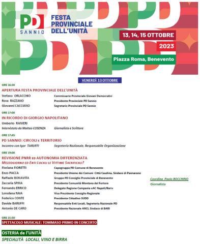 PROGRAMMA FESTA UNITA