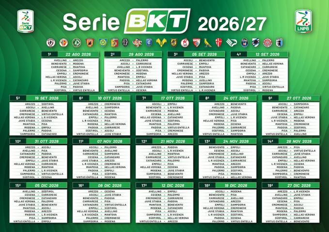CALENDARIO SERIE B 26-27 ANDATA